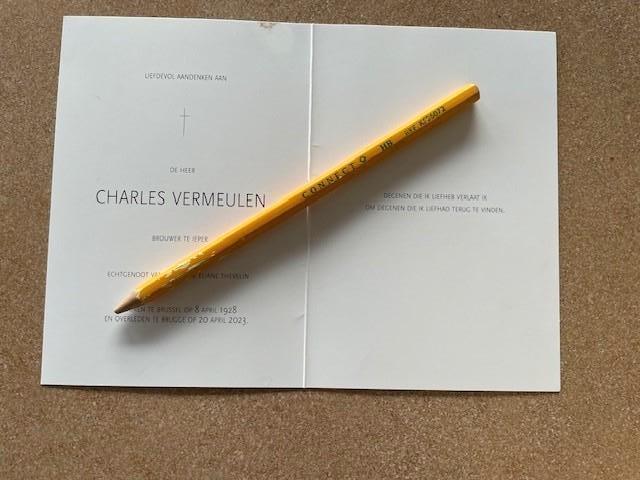 IEPERSE BROUWER DHR CHARLES VERMEULEN -YPRA BIEREN, Verzamelen, Bidprentjes en Rouwkaarten, Ophalen of Verzenden, Bidprentje