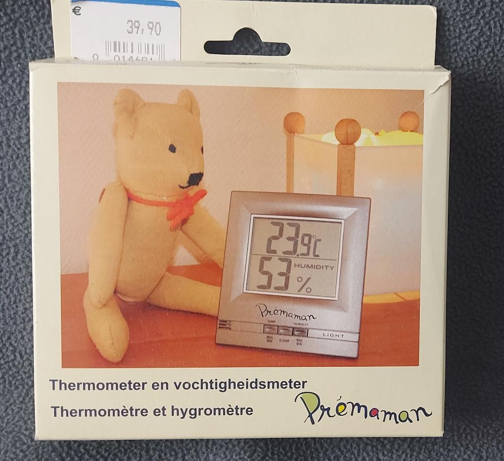 Thermometer en hygrometer voor babykamers (Prémaman), Ophalen, Zo goed als nieuw, Overige typen