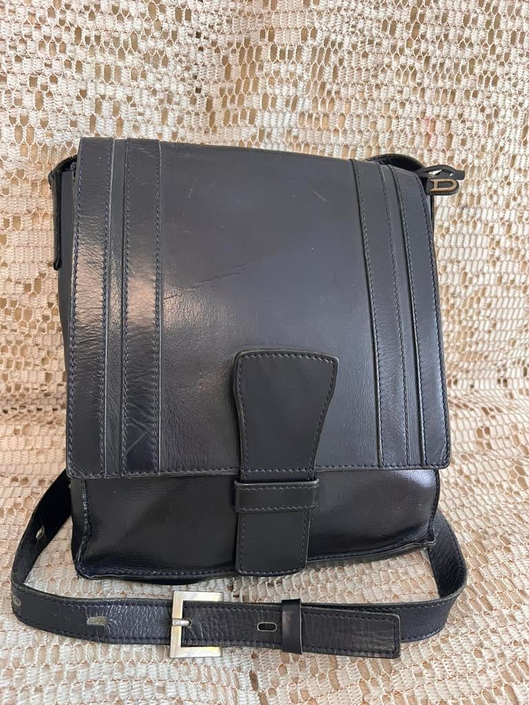MARINEblauwe leren schoudertas DELVAUX, Handtassen en Accessoires, Ophalen of Verzenden, Zo goed als nieuw, Blauw, Leer