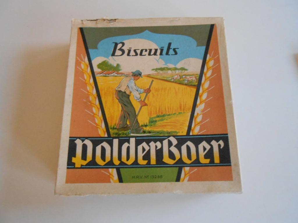 Oude kartonnen doos Biscuits Polderboer ., Doe-het-zelf en Bouw, Kratten en Dozen, Ophalen of Verzenden, Doos