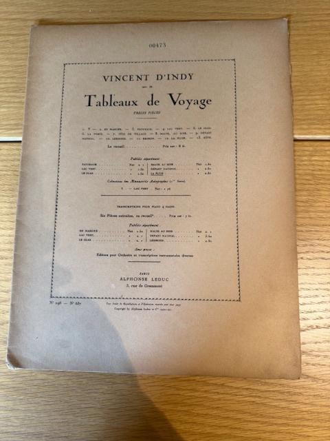 Vincent d’Indy – Tableaux de voyage, nr. 12: La Pluie, Muziek en Instrumenten, Bladmuziek, Gebruikt, Artiest of Componist, Klassiek