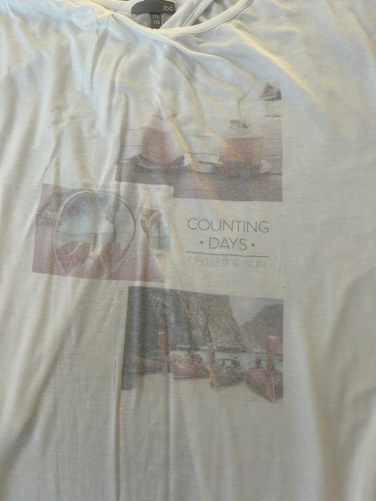 Witte t-shirt met losse stukken op de rug, Kinderen en Baby's, Kinderkleding | Maat 170, Meisje, JBC, Ophalen of Verzenden, Zo goed als nieuw