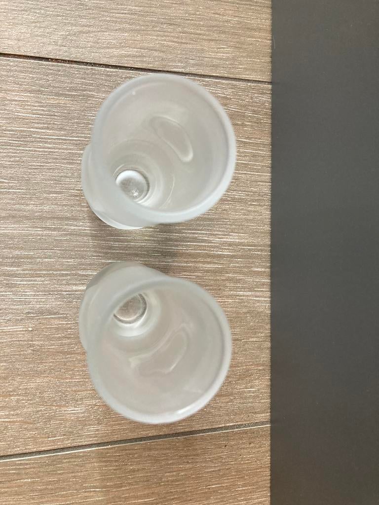 Set 2 borrelglaasjes mat glas voor diepvries, Ophalen of Verzenden, Gebruikt, Borrel- of Shotglas
