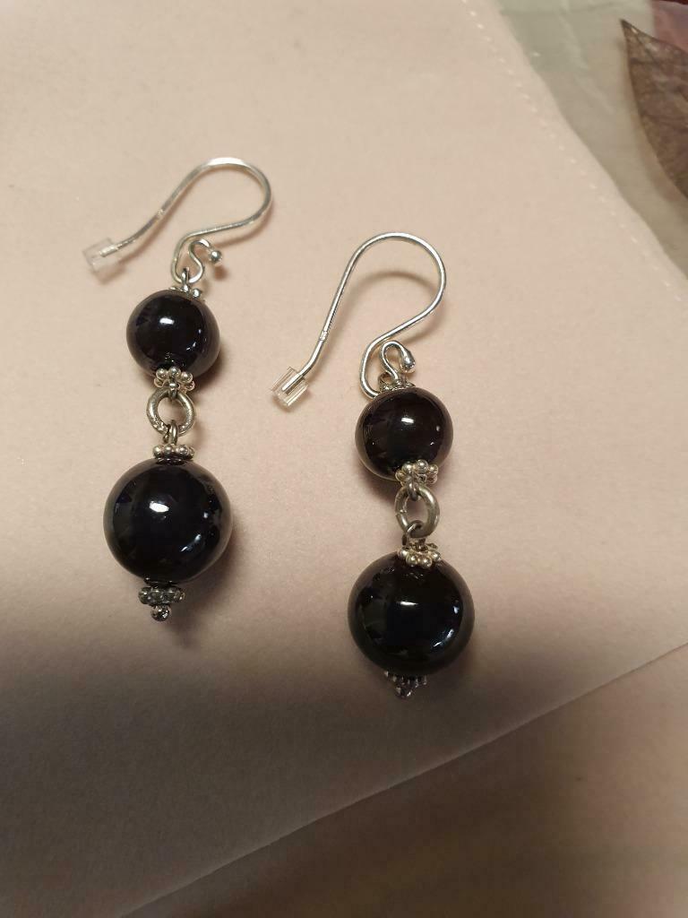 Zilveren oorbellen, Bijoux, Sacs & Beauté, Boucles d'oreilles, Neuf, Enlèvement ou Envoi, Noir, Argent