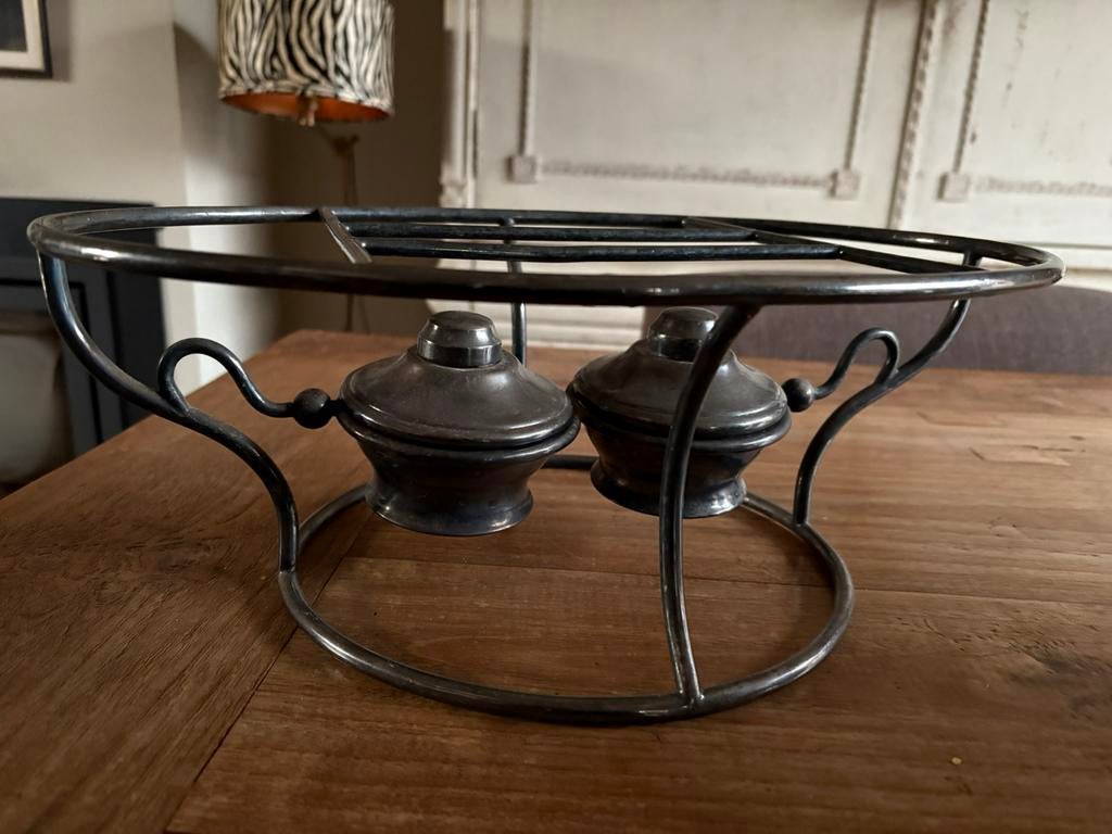 Verzilverde schotelverwarmer, Ophalen of Verzenden