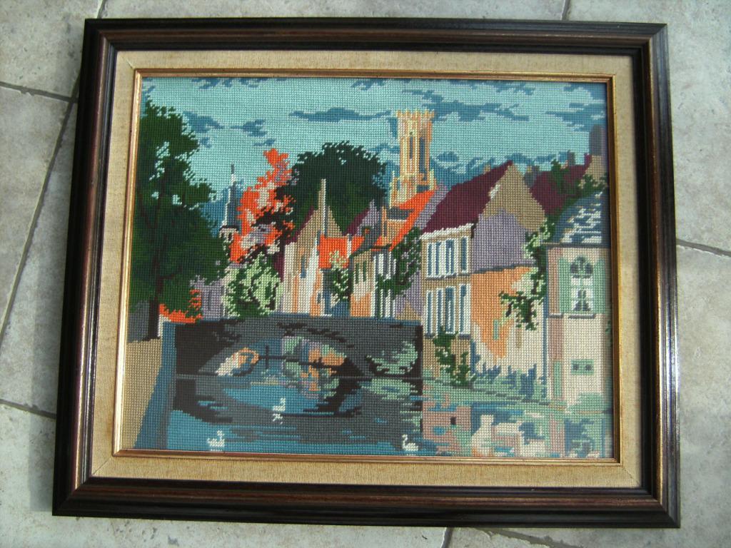 handgemaakt naaiwerk van BRUGGE, Antiek en Kunst, Antiek | Spiegels, Ophalen of Verzenden, Rechthoekig, 50 tot 100 cm, Minder dan 100 cm