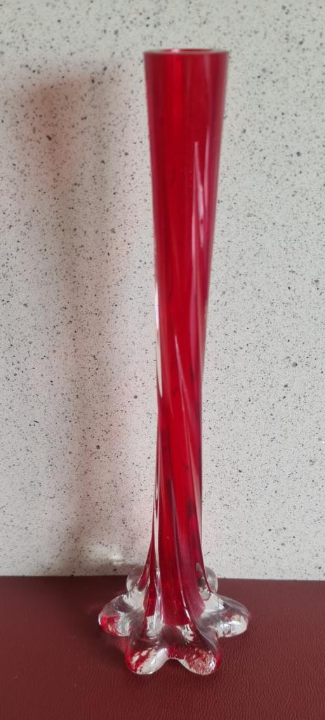 Soliflor (vase) Murano rouge - hauteur 28 cm, Maison & Meubles, Enlèvement ou Envoi, Comme neuf, Rouge, Verre