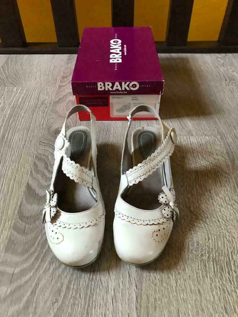 Brako Witte Lederen Open Pumps Maat 40, Enlèvement ou Envoi, Porté, Blanc