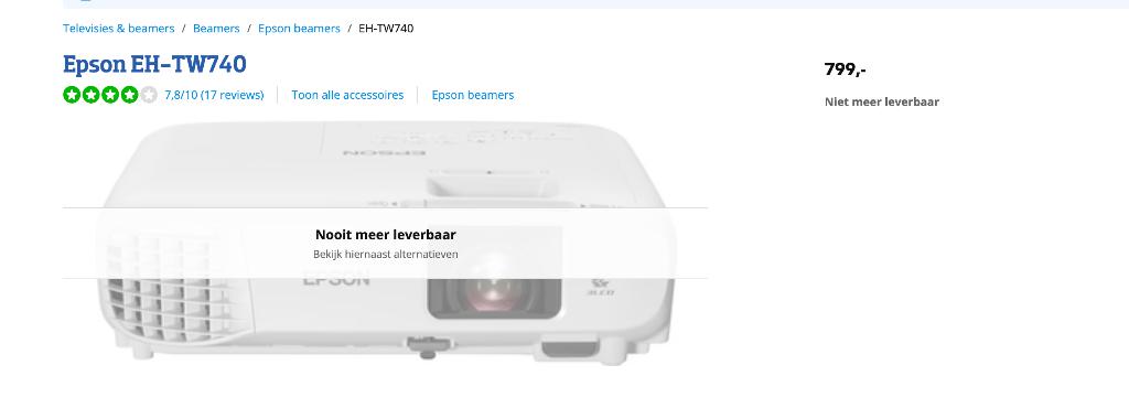 Full HD Beamer - Epson EH-TW740, Audio, Tv en Foto, Beamers, Ophalen, Zo goed als nieuw, Full HD (1080), Epson