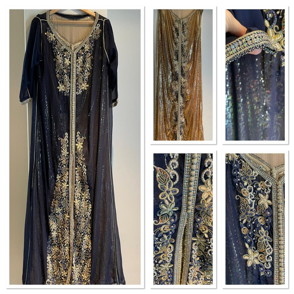 Taksita, takchita, kaftan, Marokkaanse feestjurk, Kleding | Dames, Ophalen, Zo goed als nieuw, Maat 38/40 (M), Blauw