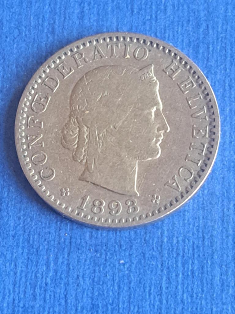 1893 Suisse 20 centimes, rare, Envoi, Autres pays, Monnaie en vrac
