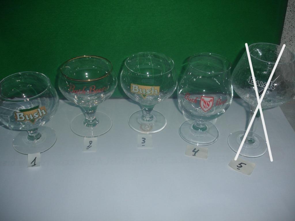 Bierglazen Bush Beer, 5 verschillende, Verzamelen, Ophalen of Verzenden, Zo goed als nieuw, Glas of Glazen, Overige merken