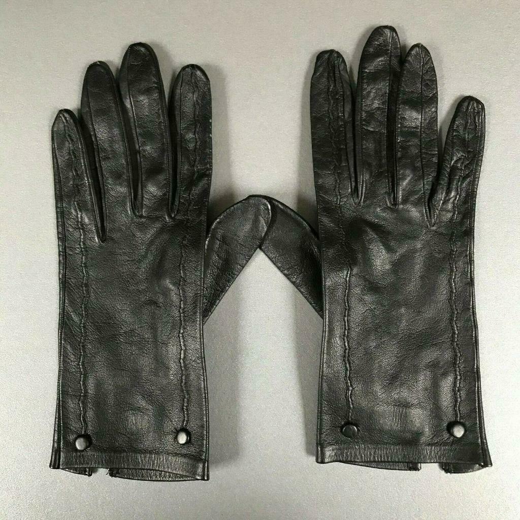Paar zwarte vintage leren handschoenen, Sans marque, Ophalen of Verzenden, Gedragen, Handschoenen