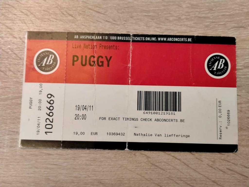 Concertticket Puggy Ancienne Belgique Bruxelles 19/4/2011, Ophalen, Gebruikt, Overige typen