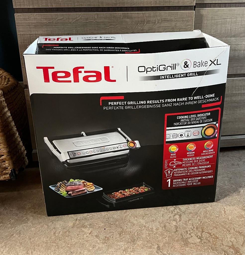 TEFAL - OptiGrill Bake XL (9 prog. automatiques + 1 acces.), Enlèvement ou Envoi, Plaques amovibles, Comme neuf
