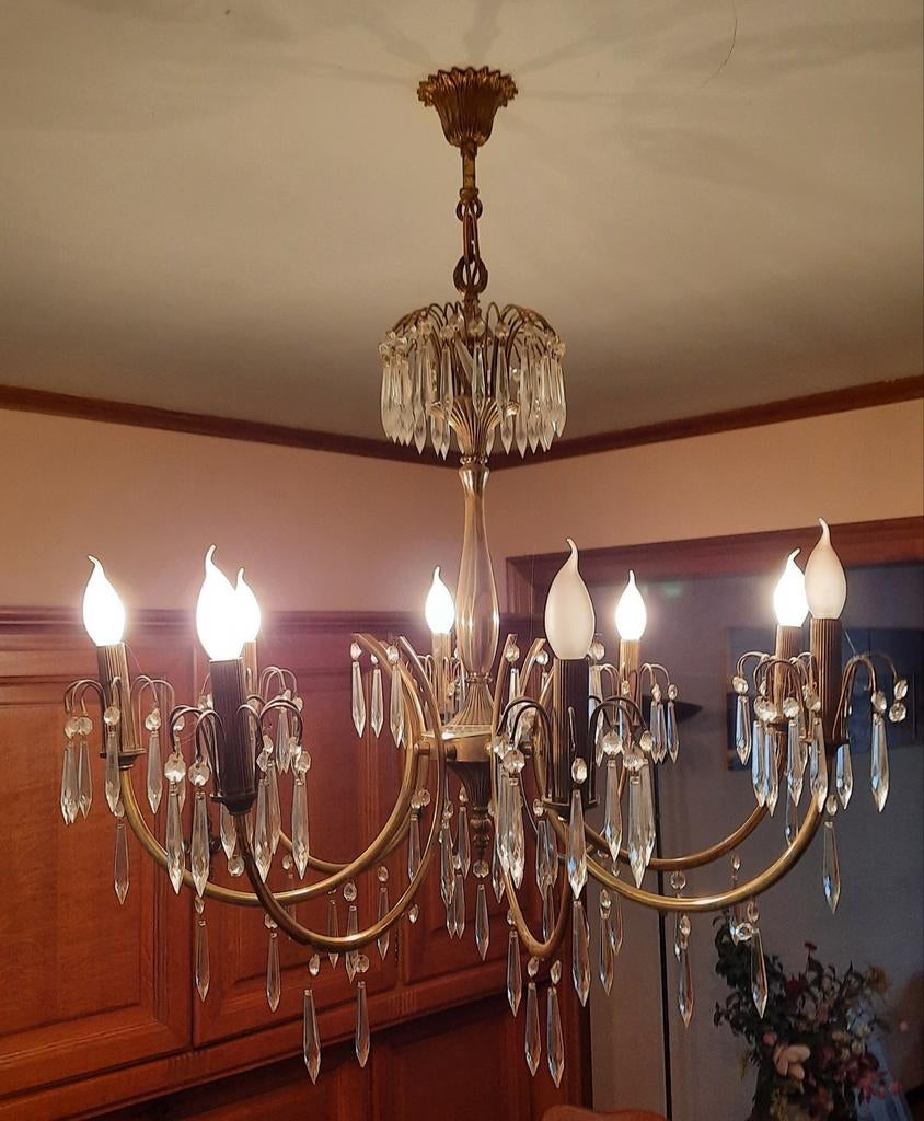 Lustre en cristal diamètre environ 75cm hauteur 90cm, Maison & Meubles, Enlèvement