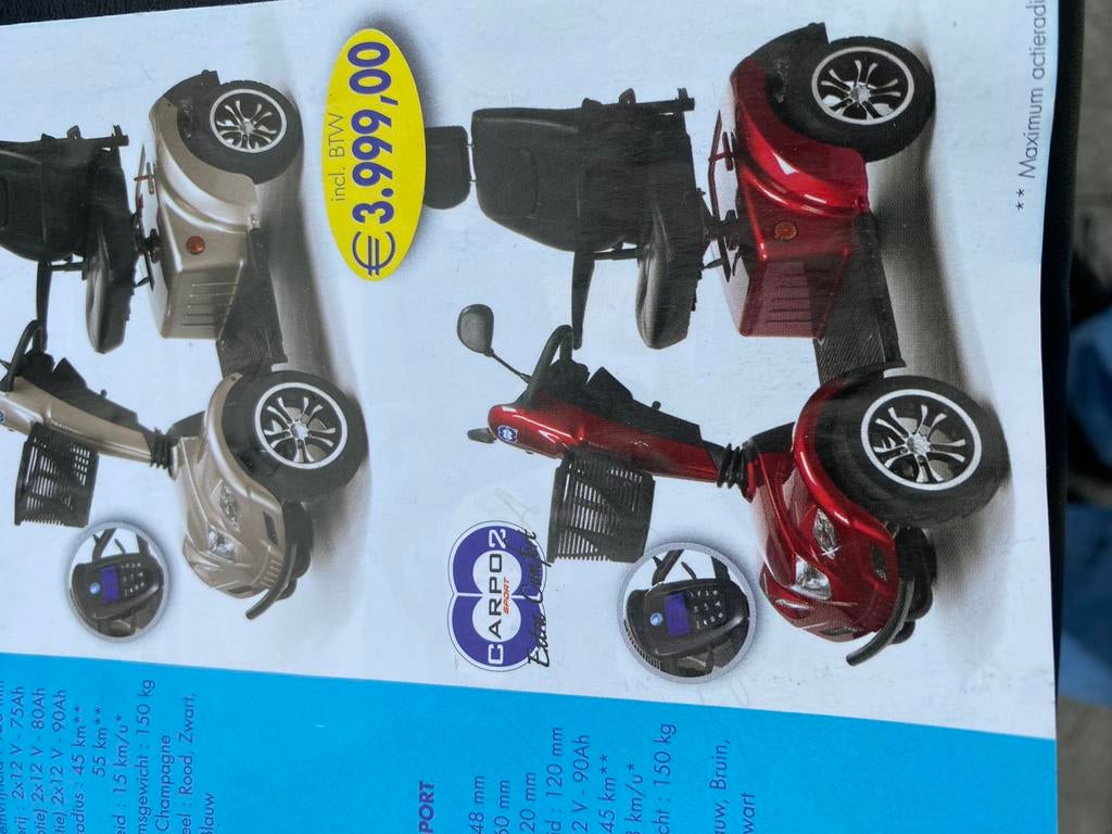Scootmobiel Vermeiren Carpo2 Voiturette électrique état neuf, Enlèvement ou Envoi, Pliant, Comme neuf, Fauteuil roulant électrique