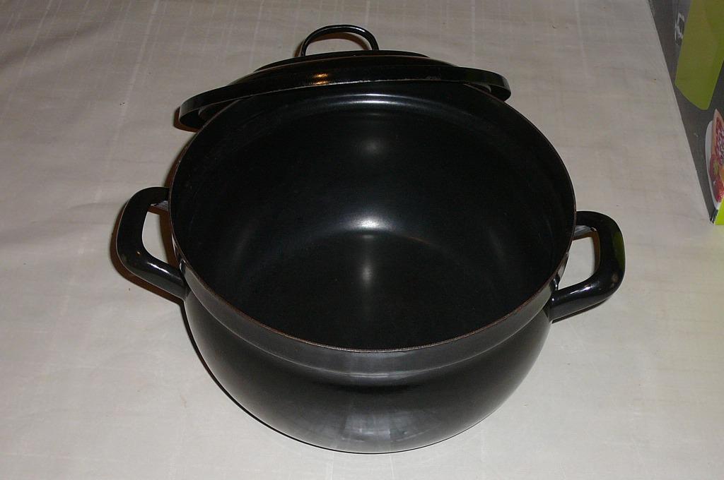 Emaille kookpot met deksel  (zwart), Huis en Inrichting, Ophalen of Verzenden