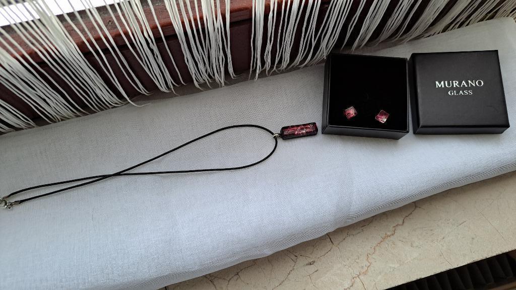 parure rectangle en verre de Murano, Bijoux, Sacs & Beauté, Colliers, Enlèvement ou Envoi, Violet, Autres matériaux