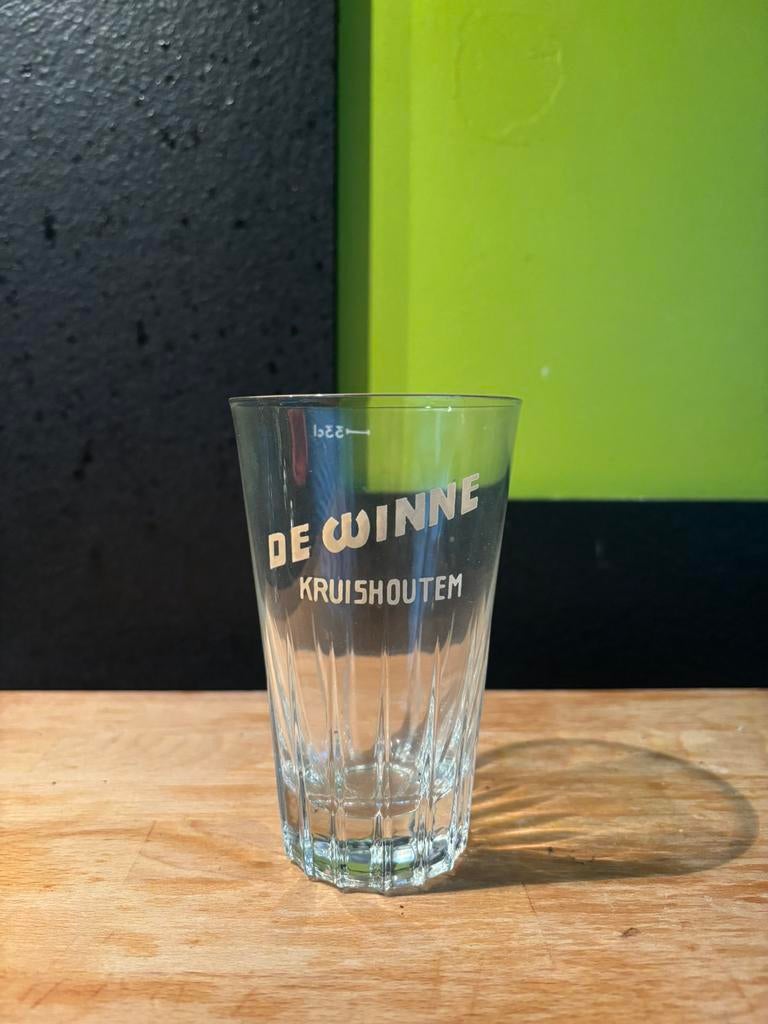 Ancien verre à bière peint De Winne Kruishoutem 33cl, Enlèvement ou Envoi, Comme neuf, Verre ou Verres, Autres marques