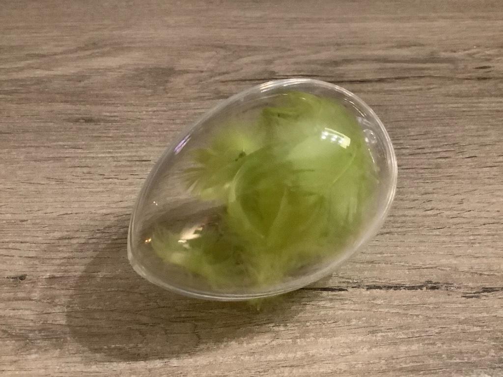 Plastic Paasei met veren, Diversen, Ophalen of Verzenden, Zo goed als nieuw