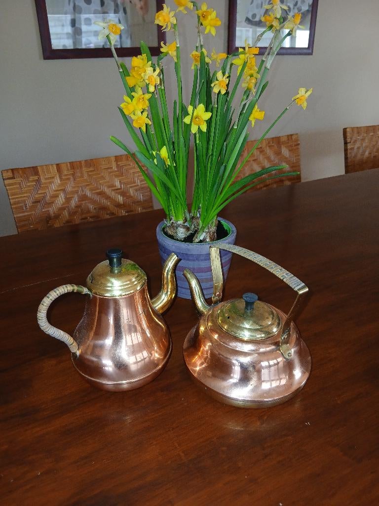 bouilloire et cafetière en cuivre rouge antique, Enlèvement, Cuivre