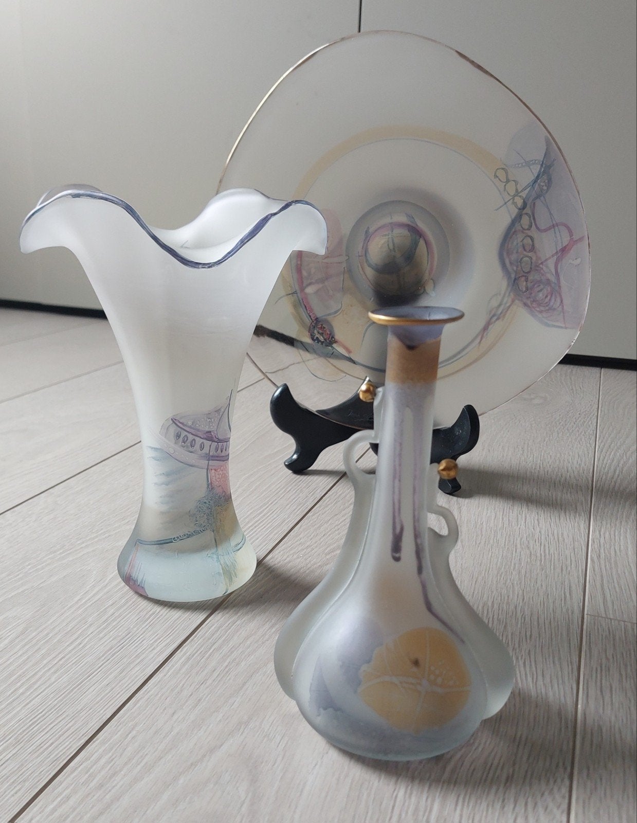 3x Unieke Glaskunst Set - Gesigneerd "Ion Art" (Tămâian), Ophalen of Verzenden