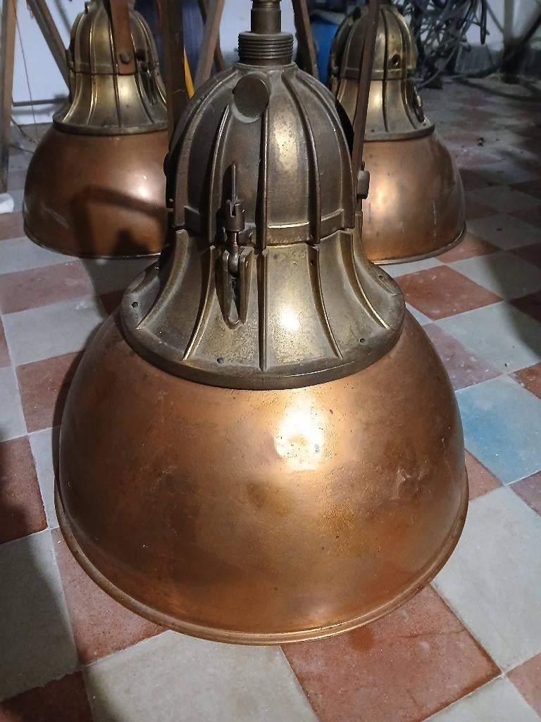 Vintage koperen industriële lamp, Antiek en Kunst, Antiek | Verlichting, Ophalen