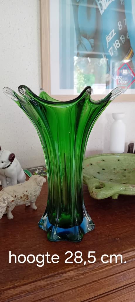 Oude brocante kristallen vaas, Antiek en Kunst, Ophalen of Verzenden