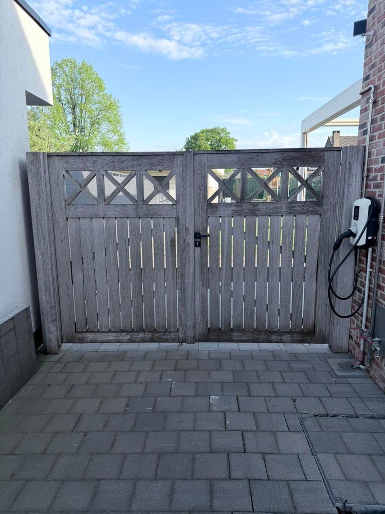 Tuinpoort Iroko hout, Ophalen, Zo goed als nieuw, Hout