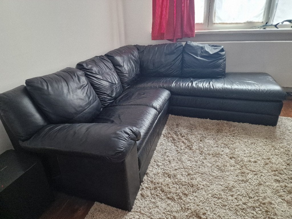 Luxe Italiaanse hoekzetel van Contempo – echt leder, Ophalen, Gebruikt, Leer