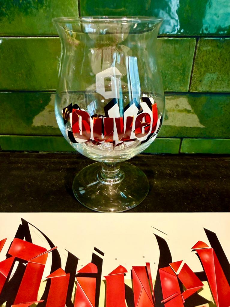 Duvel glas classikal met prints, Collections, Verres & Petits Verres, Enlèvement ou Envoi, Neuf, Verre à bière