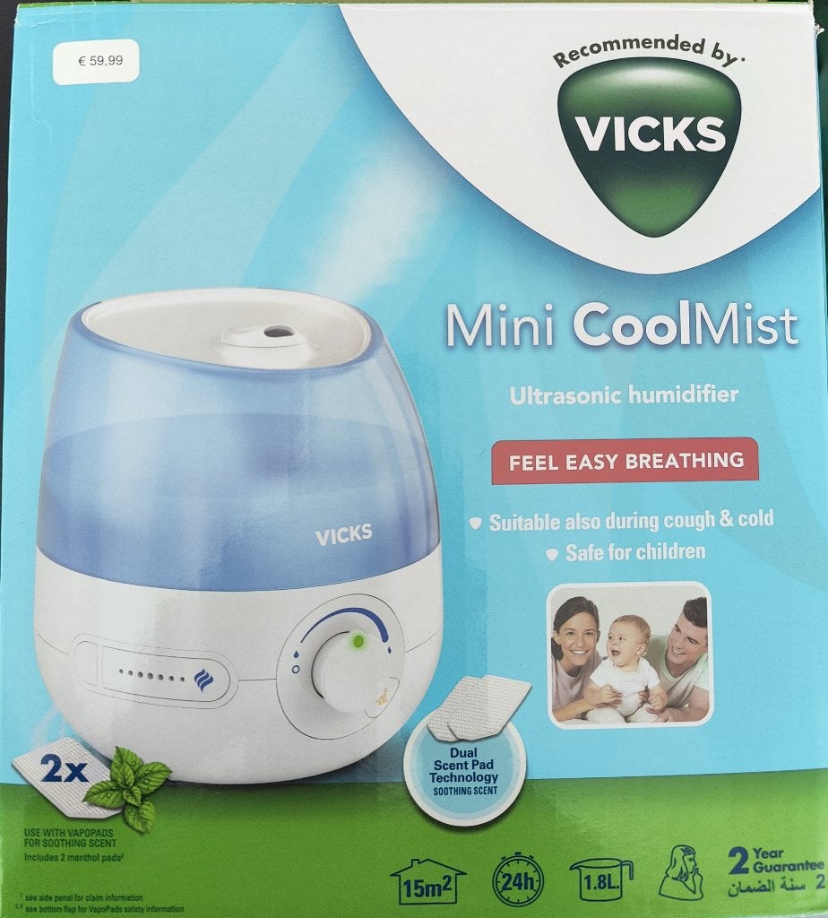 Humidificateur à ultrasons Vicks Mini Cool Mist -Comme neuf!, Electroménager, Enlèvement, Comme neuf, Humidificateur