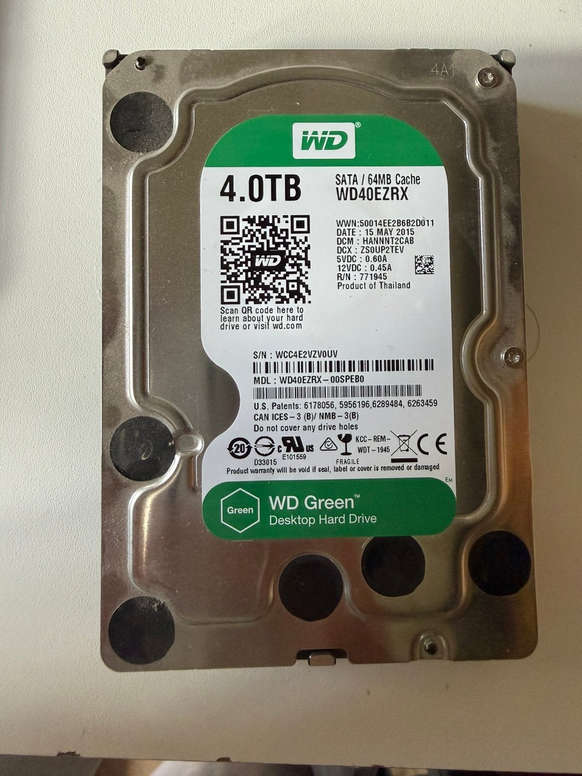 HDD WD Green 4TB, Computers en Software, Harde schijven, Ophalen, Zo goed als nieuw, NAS, HDD