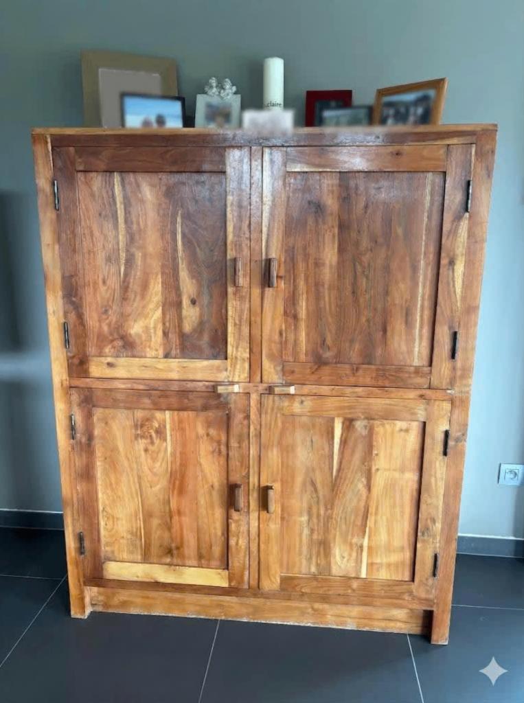 Massief houten buffetkast - Landelijke stijl - 4 deuren, Ophalen, Met deur(en), 100 tot 150 cm, 100 tot 150 cm