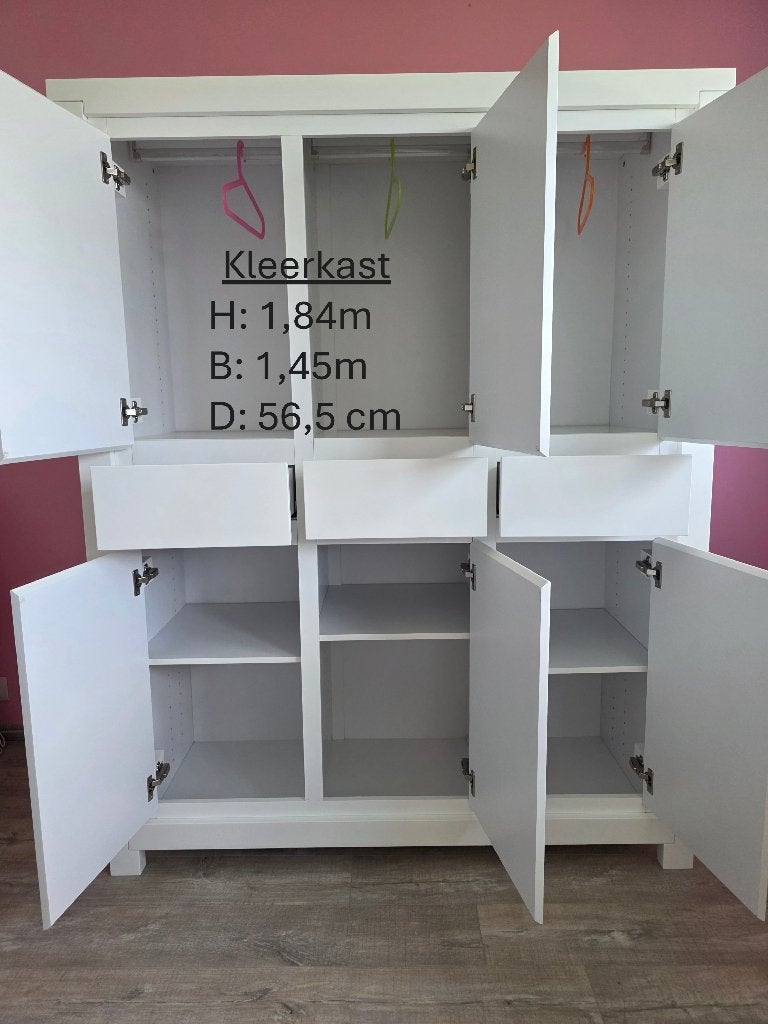 Junior Kleerkast - Mat Wit (Malibu), Huis en Inrichting, Ophalen, Gebruikt, 100 tot 150 cm, Met lade(s)