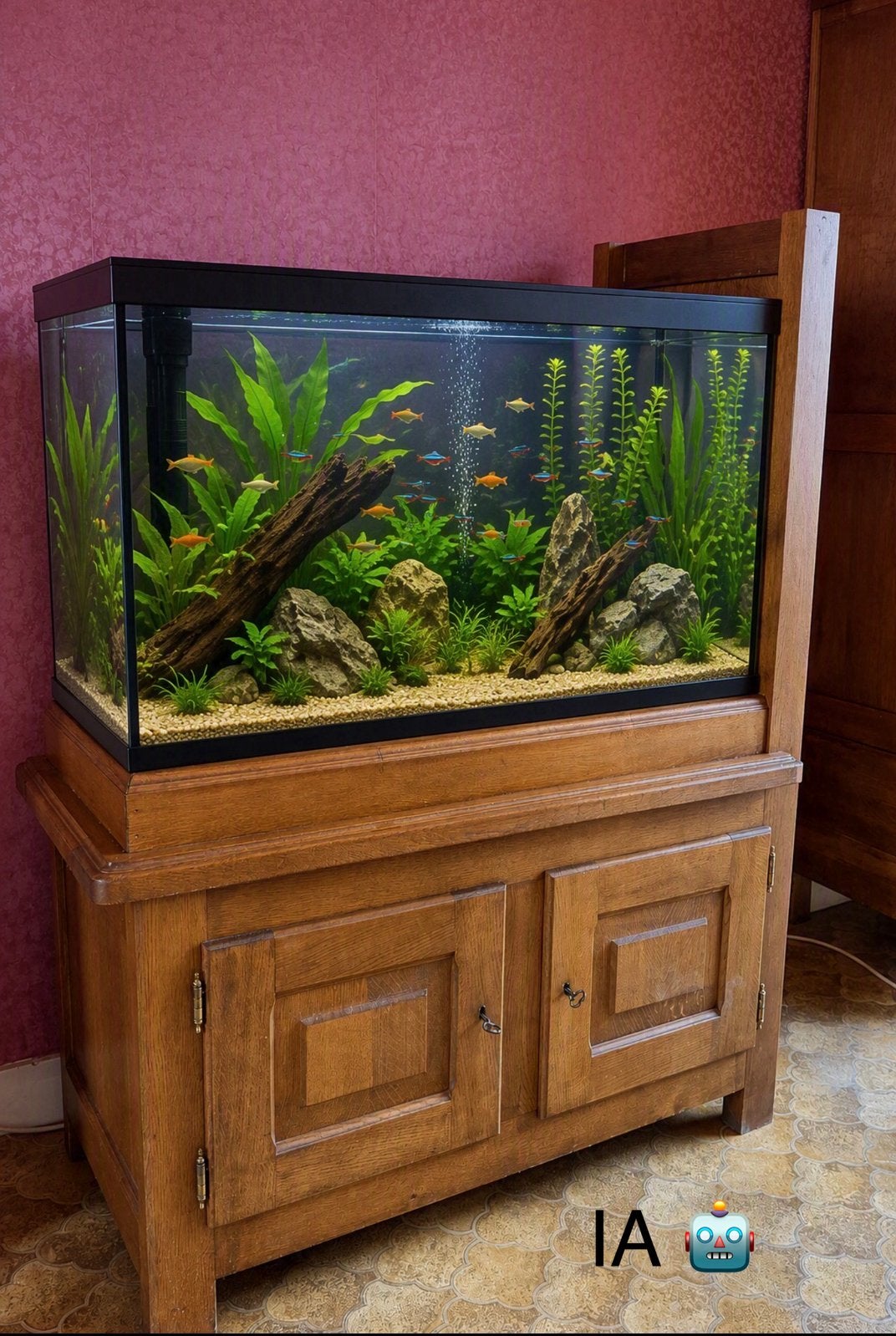 Meuble en chêne, fabriqué pour la pose d’un aquarium., Animaux & Accessoires, Enlèvement, Utilisé