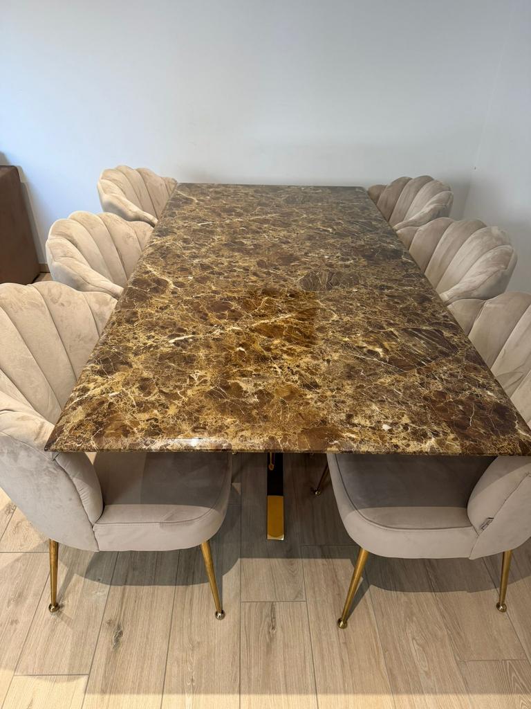 Richmond Conrad eettafel Faux Marmer&Goud - 200x100cm, Ophalen, Zo goed als nieuw