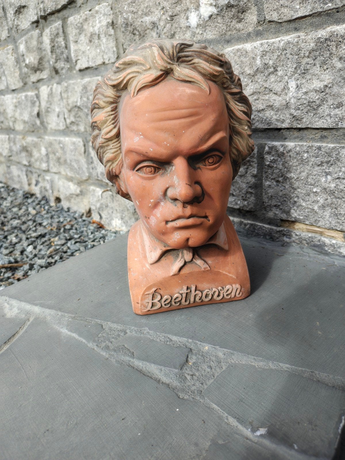 terracotta buste beeld " Beethoven ", Antiek en Kunst, Ophalen of Verzenden