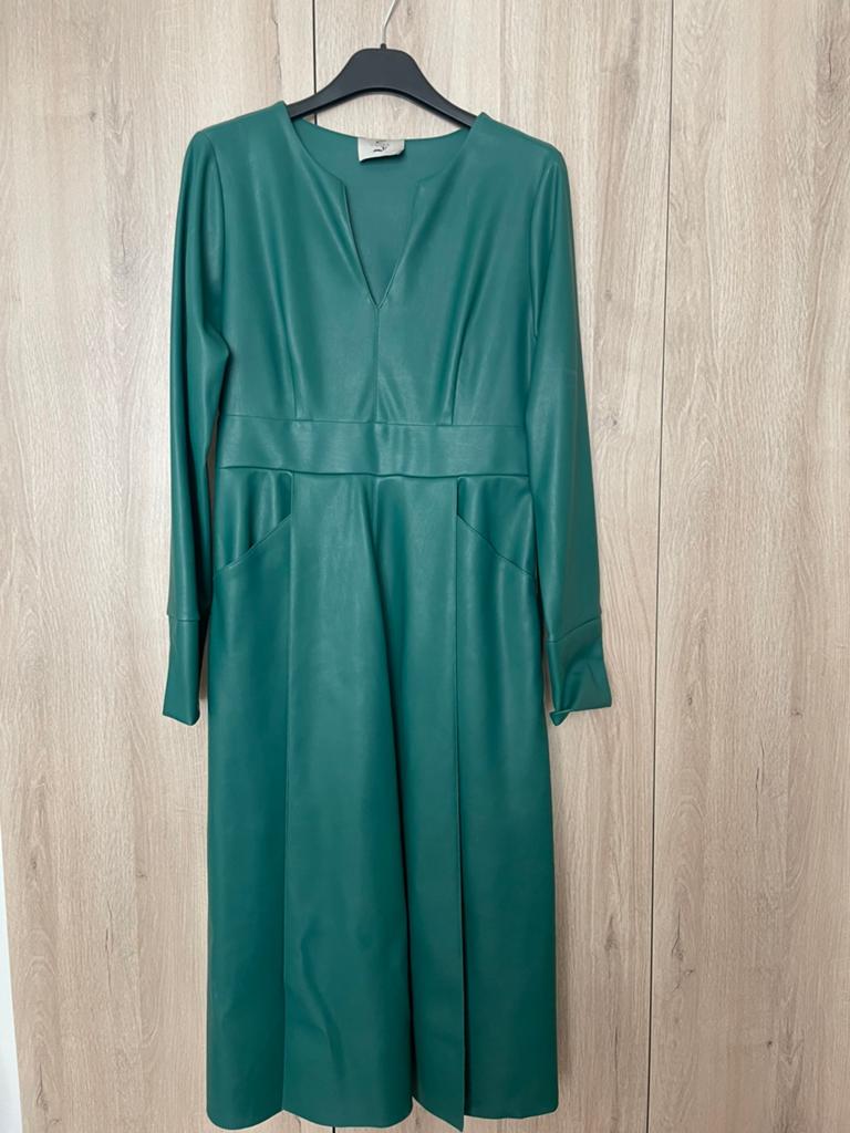 Kleed in leer, Kleding | Dames, Jurken, Ophalen, Zo goed als nieuw, Maat 36 (S)