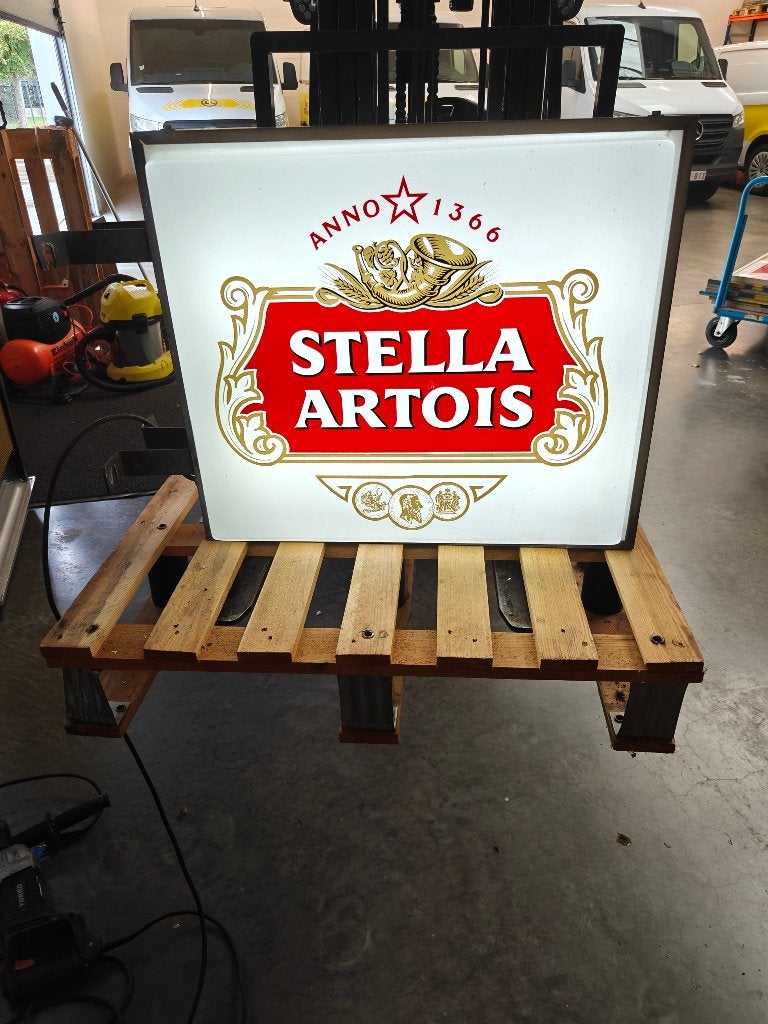 Stella Artois lichtbak vintage, Verzamelen, Ophalen, Gebruikt, Reclamebord, Plaat of Schild, Stella Artois
