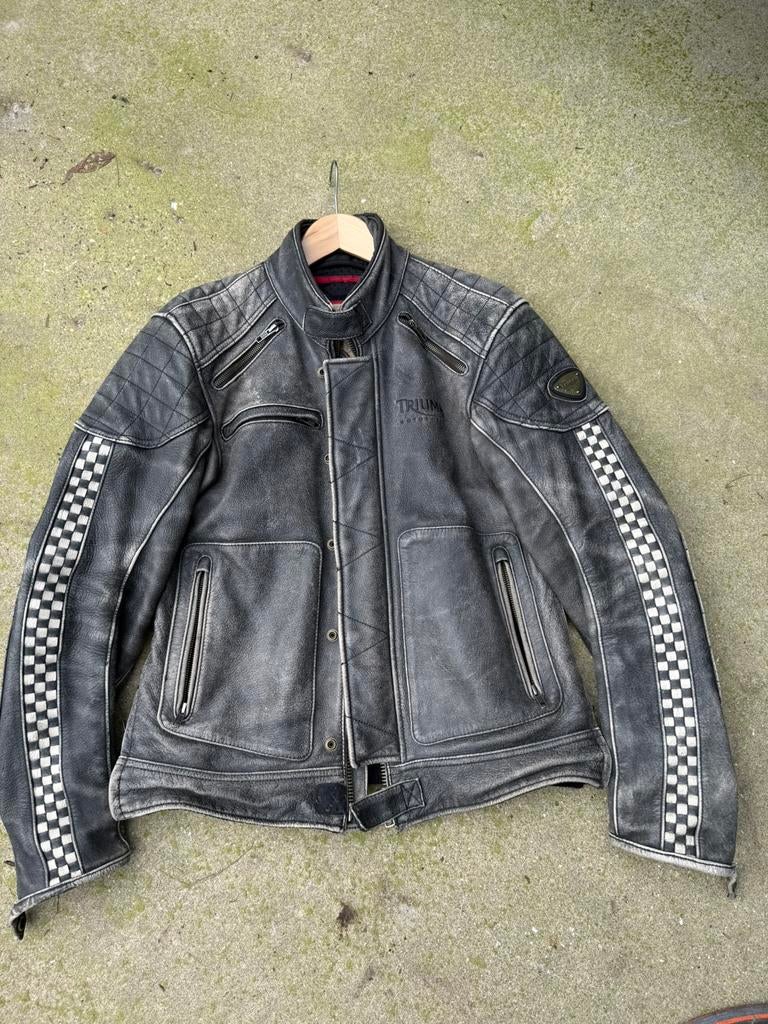 originele Triumph leren motorvest caferacer, Motoren, Ophalen, Nieuw zonder kaartje, Jas | leer, Triump