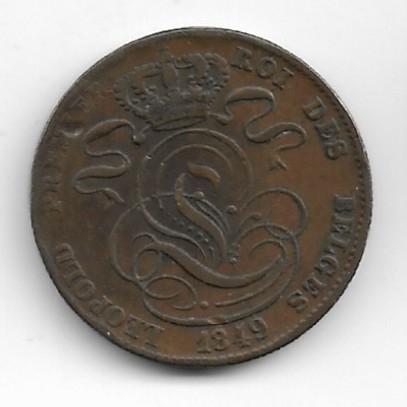 België: 5 ct 1849 ("F" met punt + grote cijfers) = morin 76B, Postzegels en Munten, Munten | België, Verzenden, Losse munt