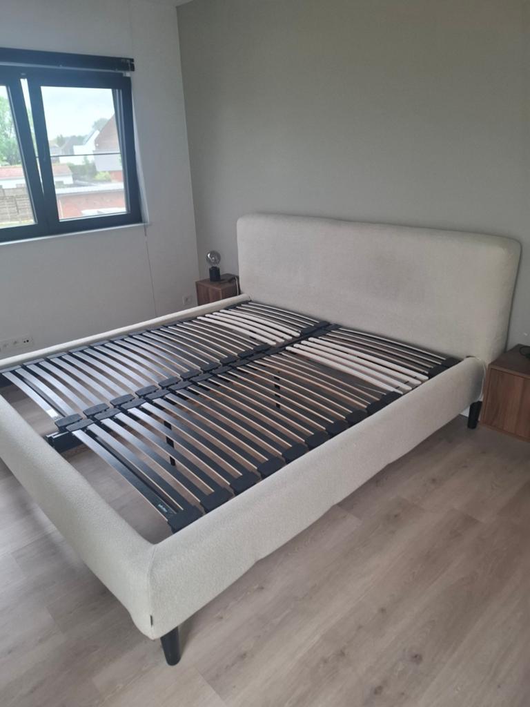 Bed en dubbele lattoflex, Tissu, Comme neuf, Enlèvement, 180 cm