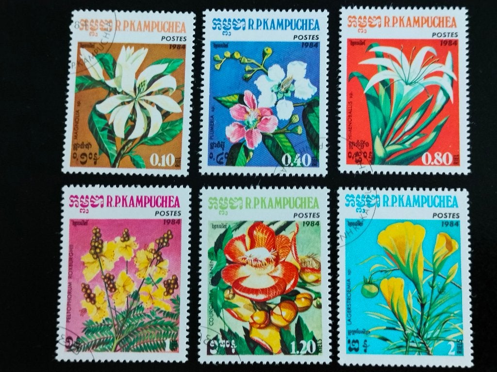 Cambodja 1984 - bloemen, flora, Ophalen of Verzenden, Gestempeld, Zuidoost-Azië