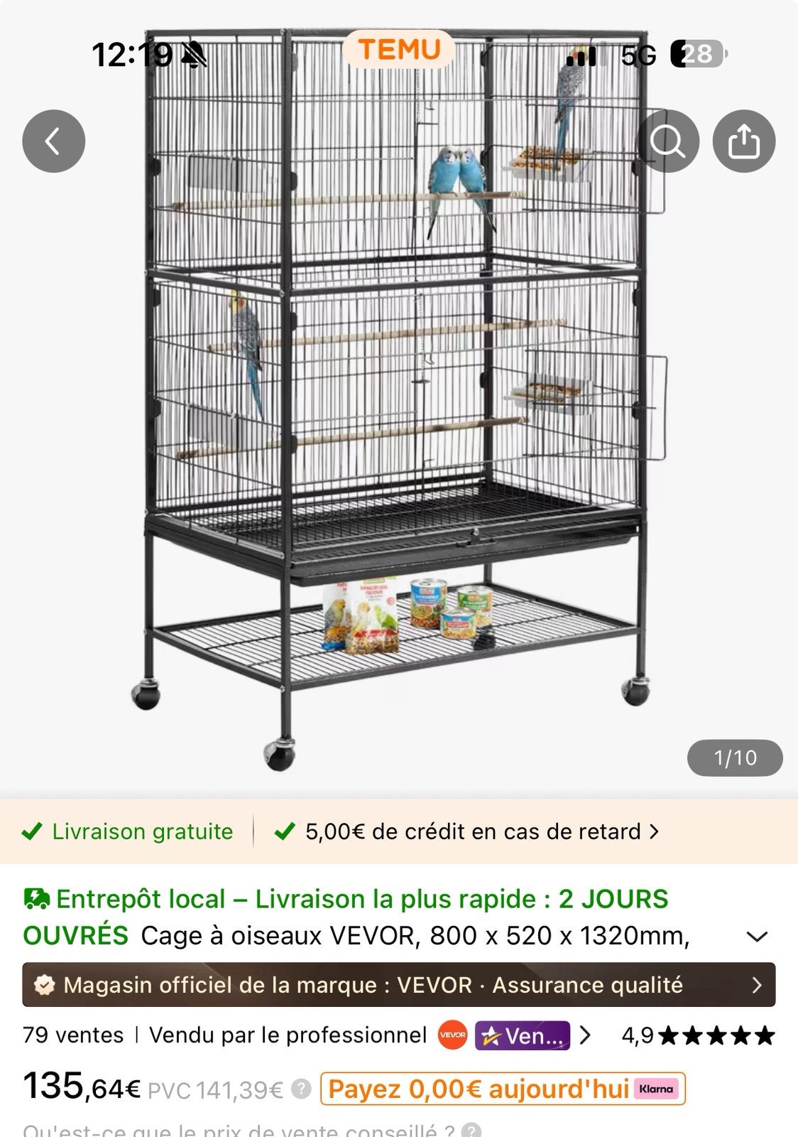 Cage perroquet grande, Enlèvement, Comme neuf
