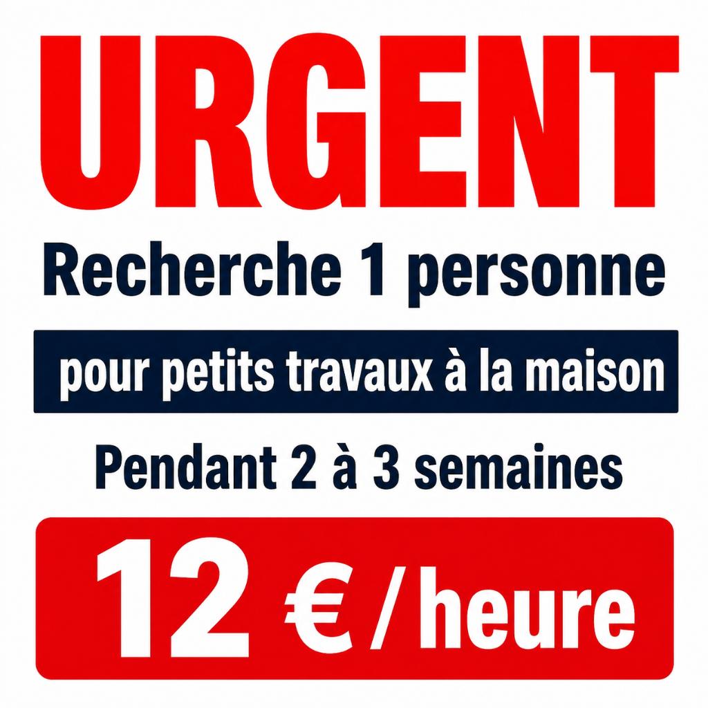 Recherche personne pour aide – travaux simples pendant, Horaire variable, Premier Emploi, Autres formes