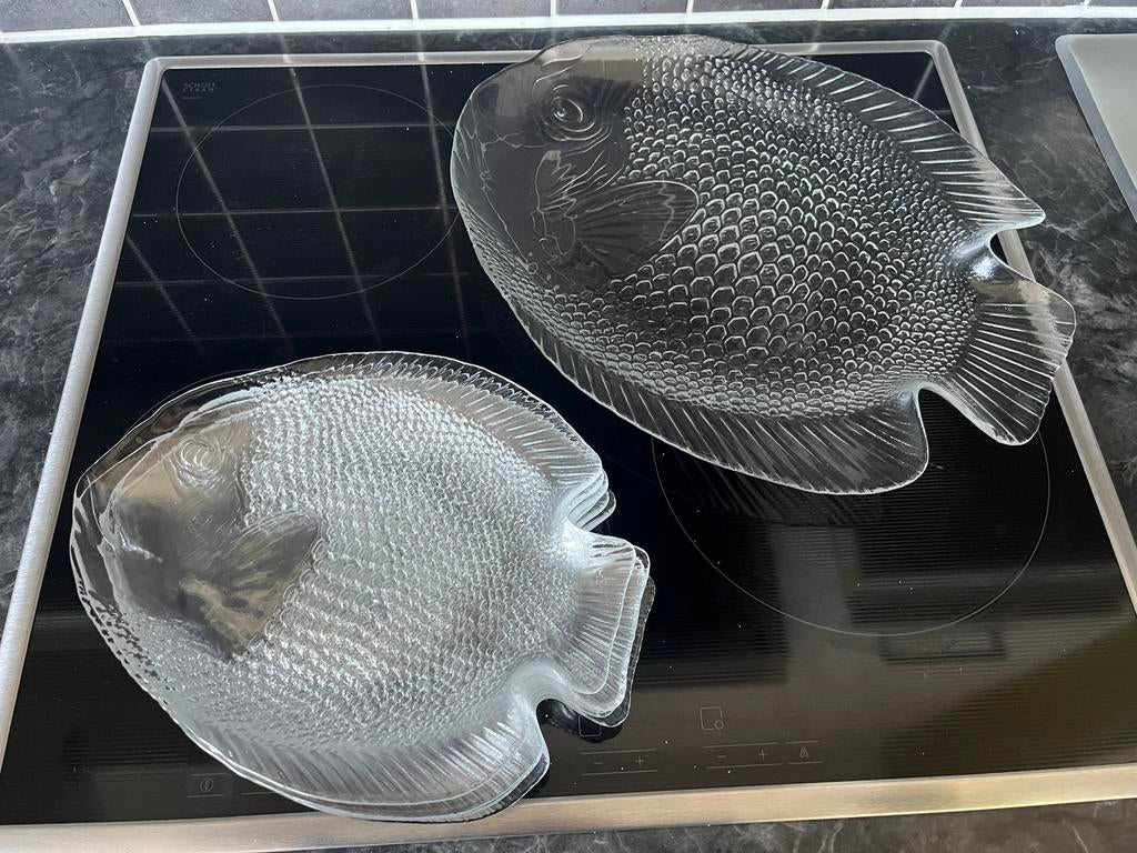 Assiettes a poisson en verre, Maison & Meubles, Enlèvement, Comme neuf, Verre
