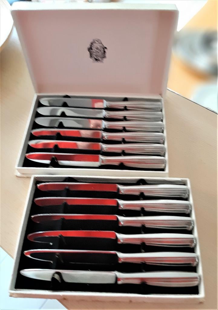 Te koop: 12 Handige "Maurinox" dessertmesjes, Antiek en Kunst, Ophalen of Verzenden