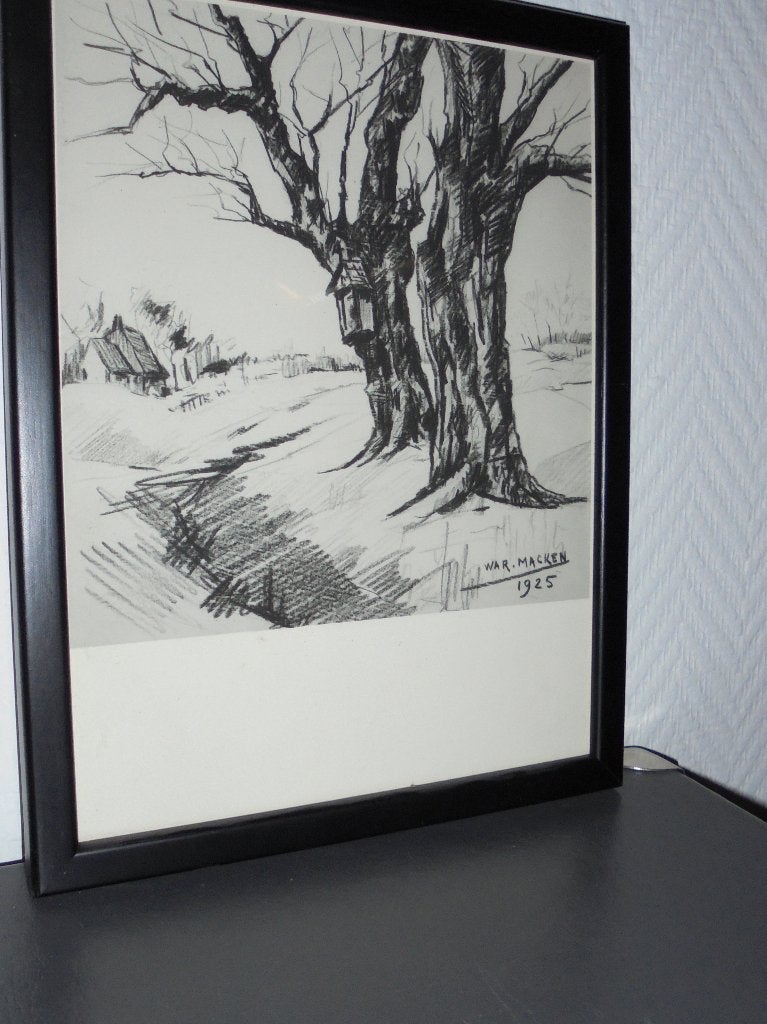 Tekening landschap van W. MACKEN - 1925, Antiquités & Art, Art | Dessins & Photographie, Enlèvement, Dessin, Dessin au fusain